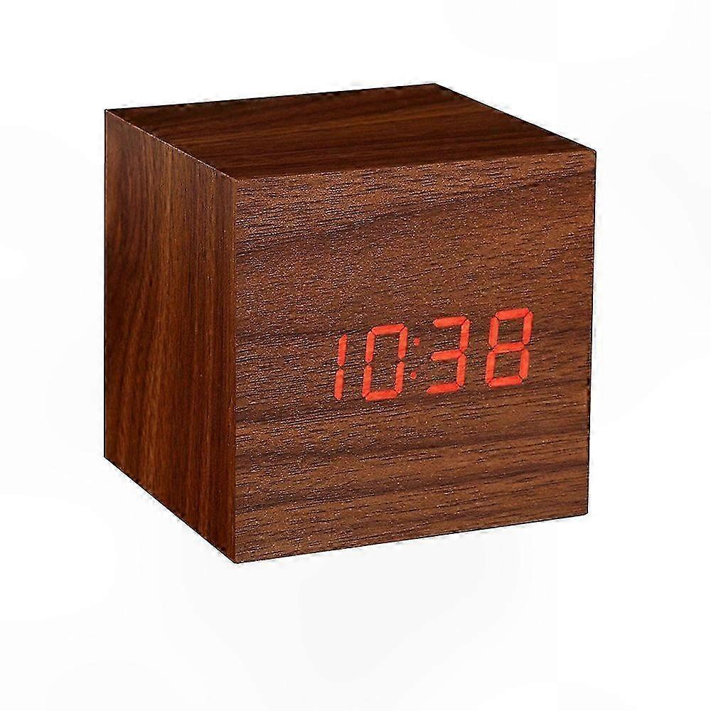 Wooden Alarm Clock with Touch Control and Sound Activation for Travel and Desk Use
