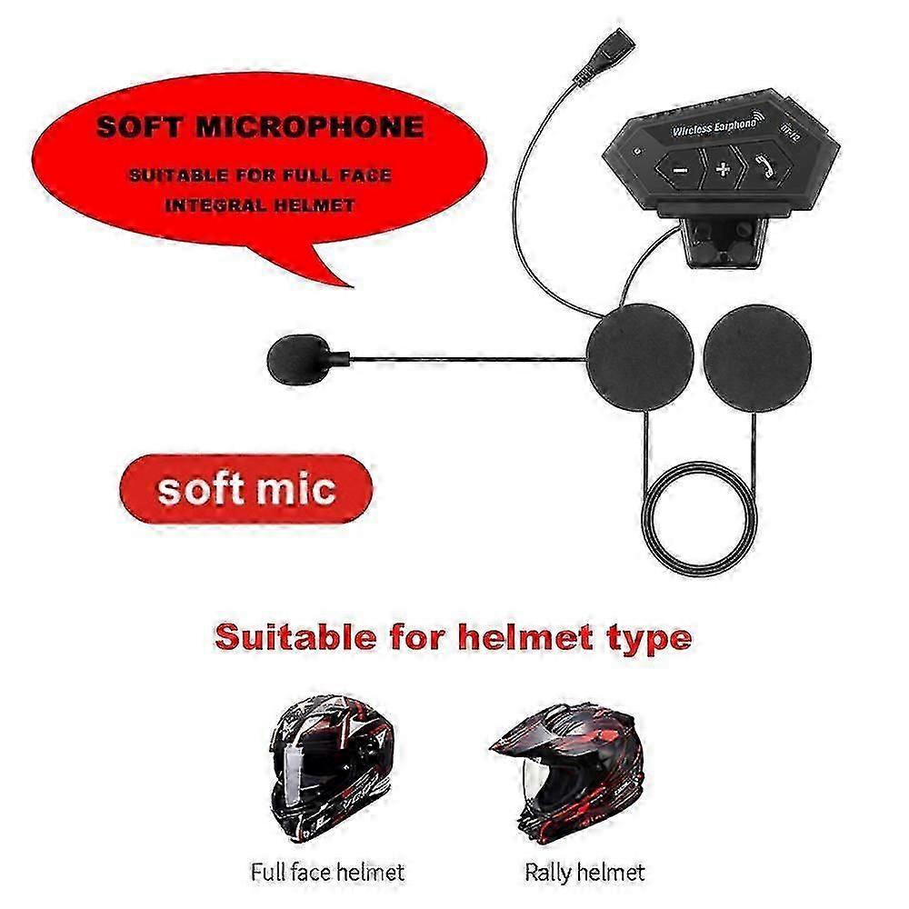 BT12 Moto Helmet Headset z mikrofonem do redukcji szumów Bluetooth 4.2 do udostępniania muzyki do motocykla
