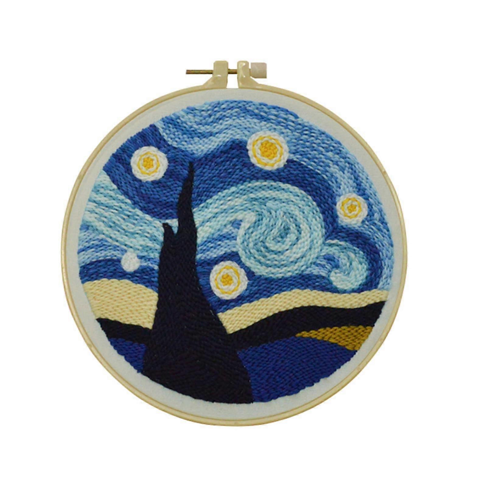 Punch Needle Kit For Beginners Adults With Hoop Nature And Cute Animal Easy Patterns Stars In The Sky