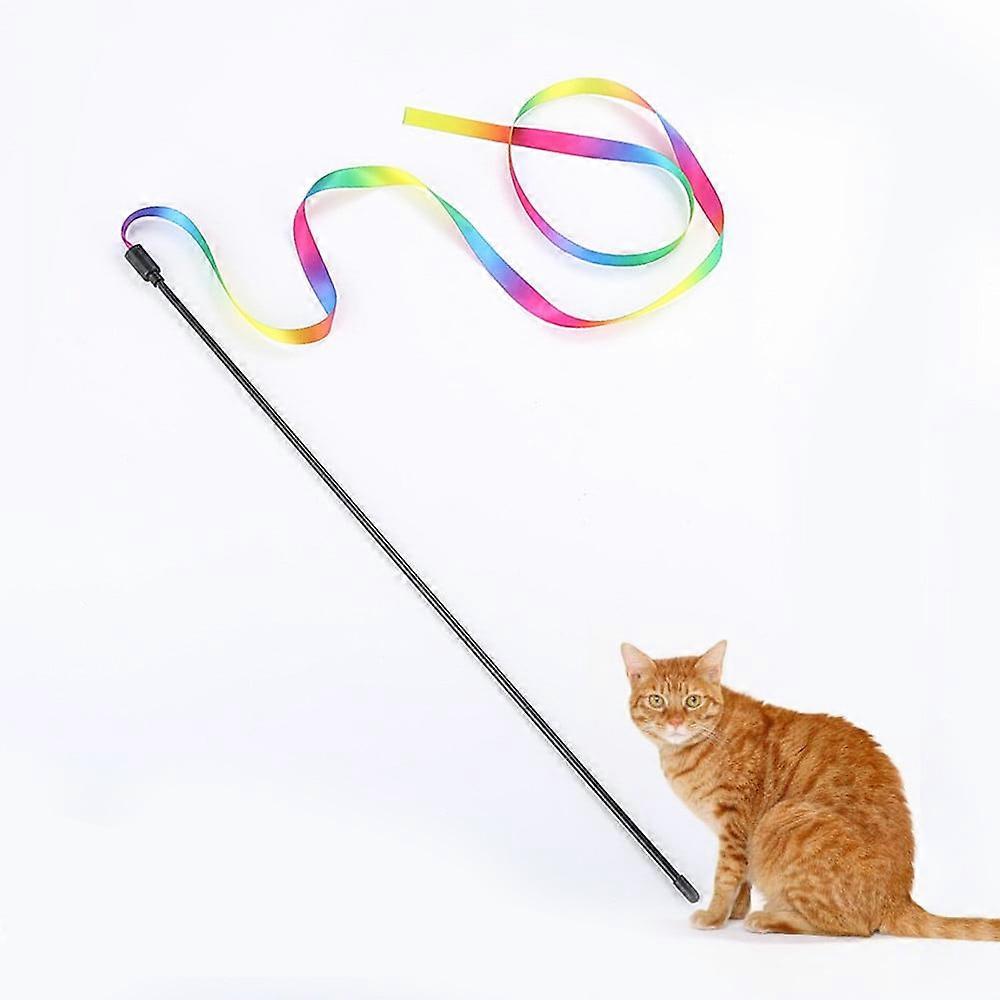 Wamans Cat Toy Interactive Cat Wand Toys for Indoor Cats and Kittens,Extended Colorful Cat Teaser Wand String Plush Toy,Strong and Sturdy Pole