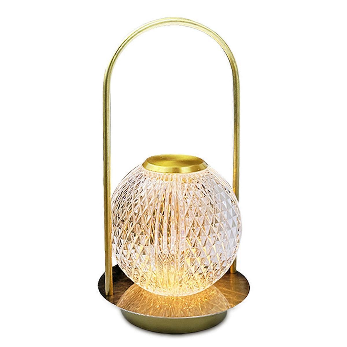Cordless Crystal Table Lamp LED Touch Control, USB Rechargeable with 3 Light Colors for Bars and Res