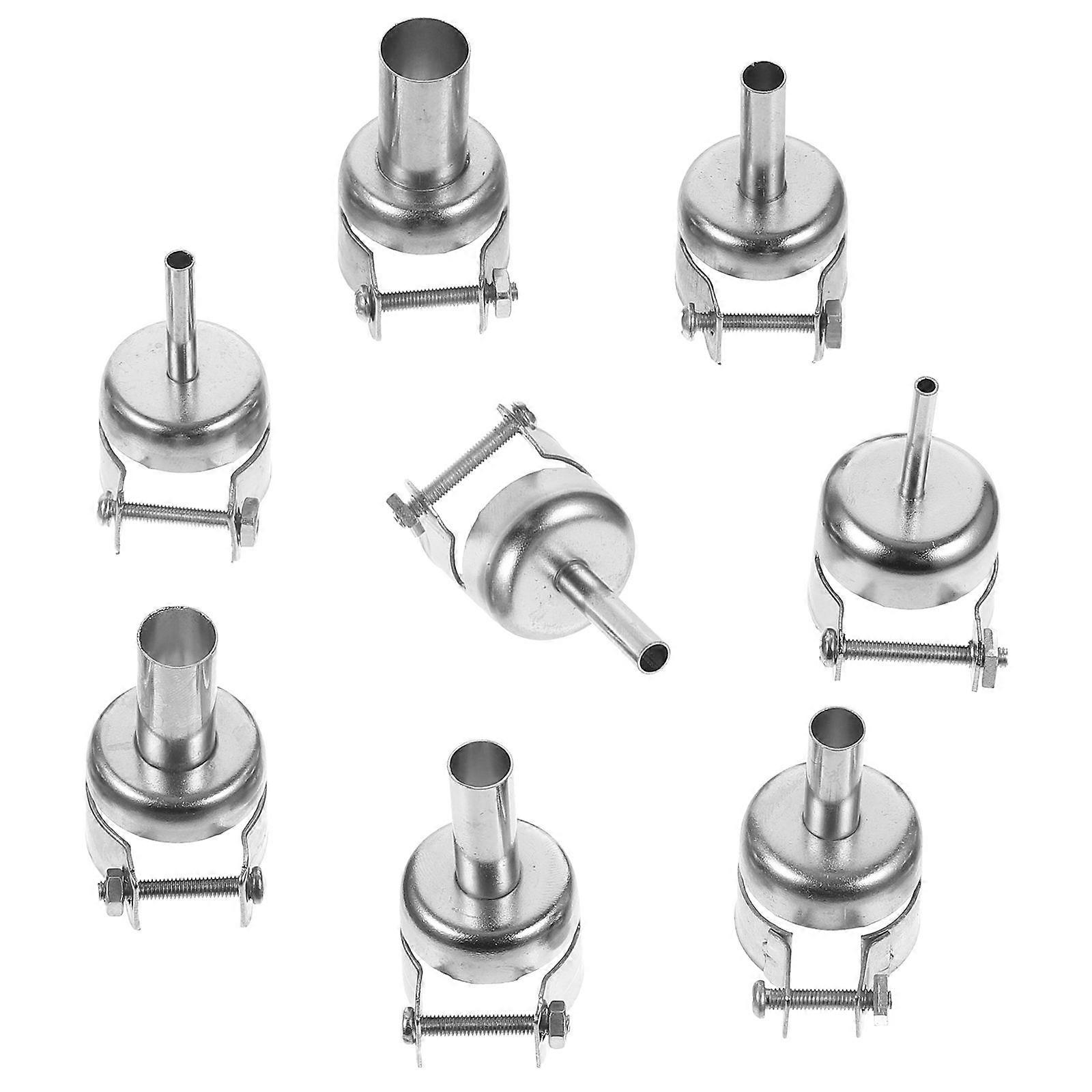 Silver Hot Air Soldering Nozzles Repair Tool Attachments 8Pcs Set