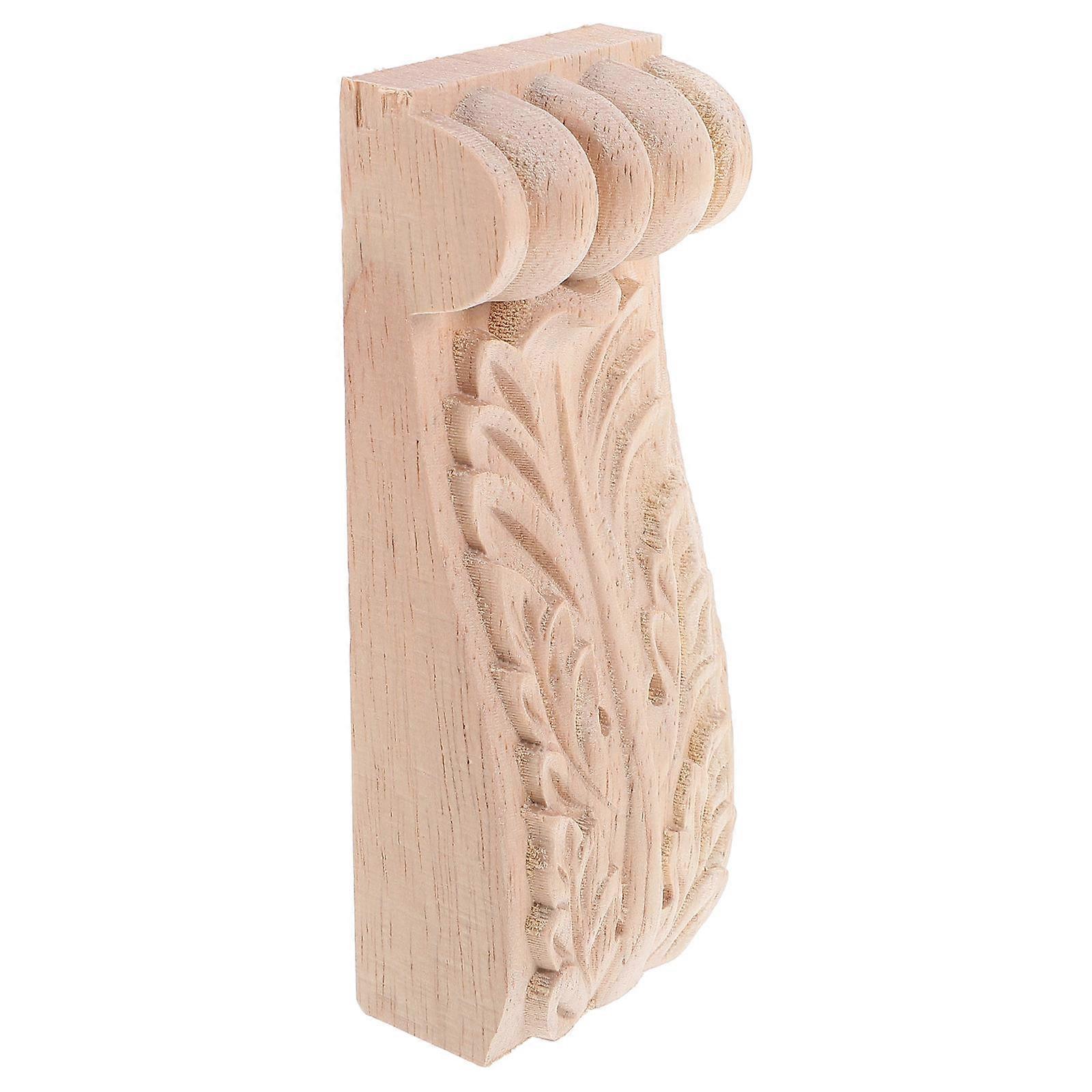 Decorative Wooden Appliques 2Pcs Rectangular Corbels For Indoor Use In Khaki Color With Intricate Craftsmanship