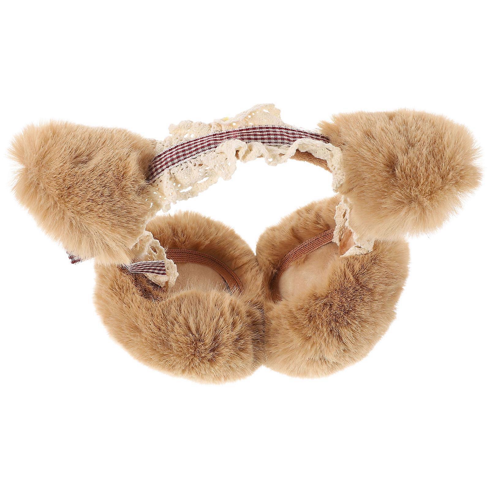 Lovely Earmuff Polyester Ear Warmer for Protection Use 1Pcs Khaki