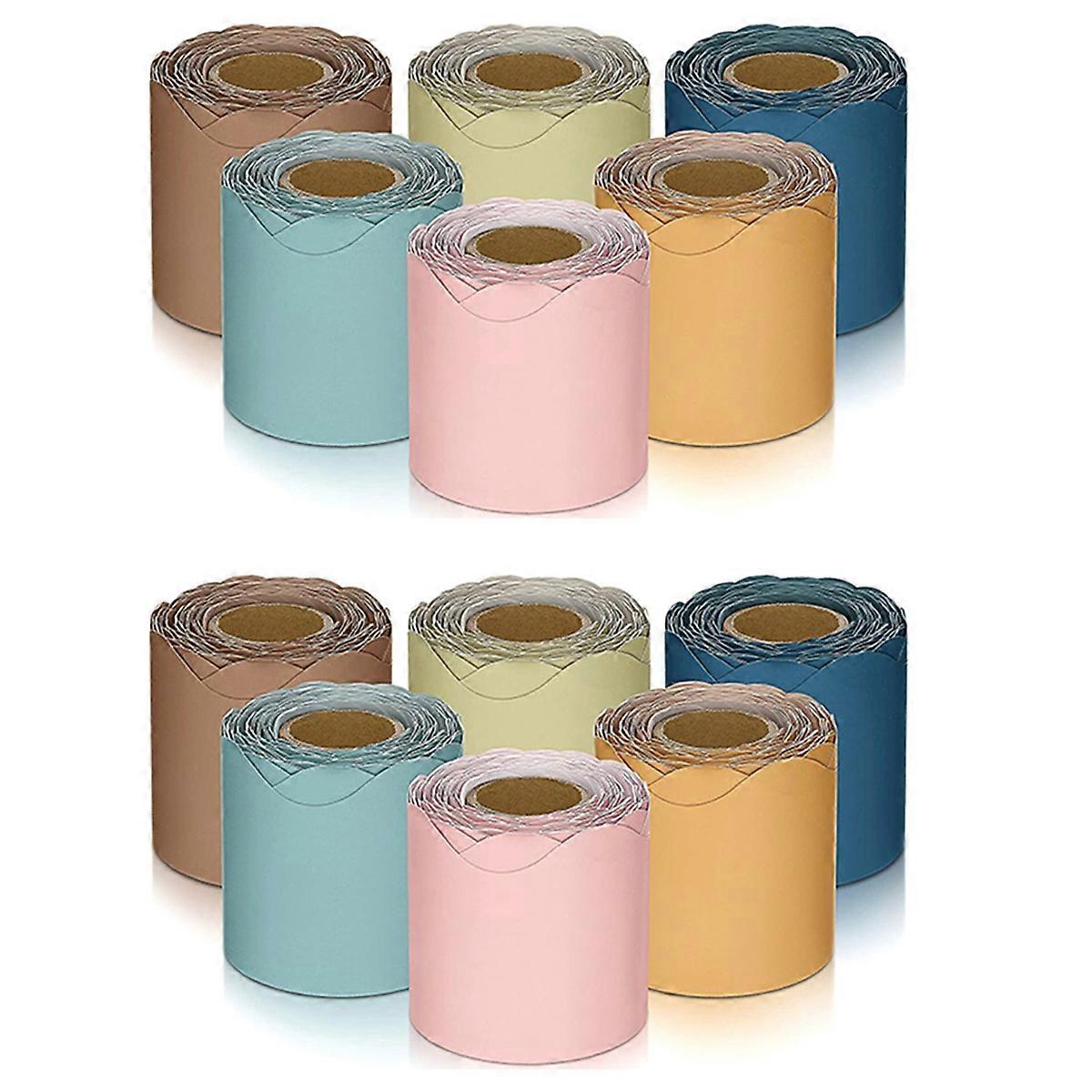 12 Rolls 196.8 Ft Color Classroom Borders for Bulletin Board Scalloped Bulletin Board for Classroom