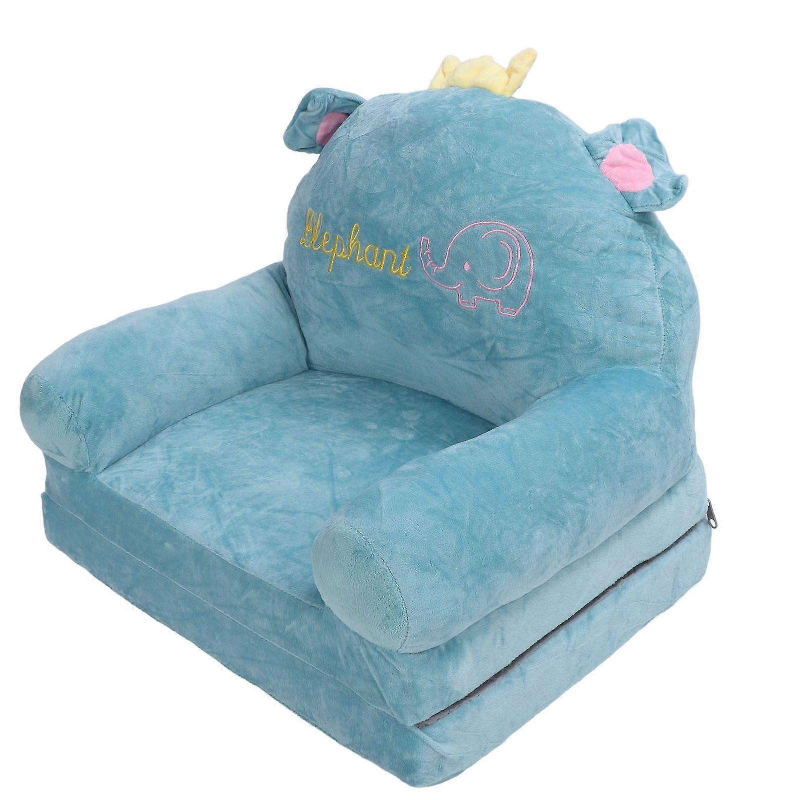 Foldable Kids Sofa Kids Sofa Couch Comfy 2 in 1 Flip Open Couch Sleeper for Kids Elephant Embroidery Pattern 2 Layer