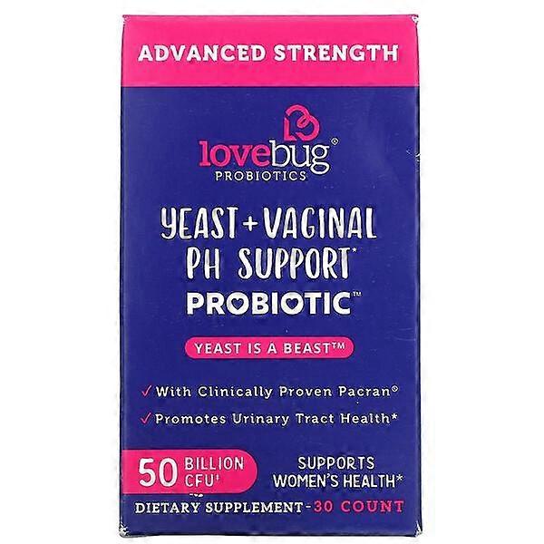 LoveBug Probiotics, Yeast + Vaginal PH Support Probiotic, Advanced Strength, 50 Billion CFU, 30 Count