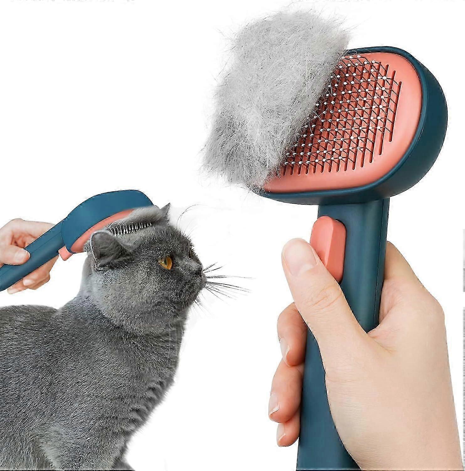 Cat Brush with Release Button, Cat Brushes for Indoor Cats Shedding, Cat Brush for Long or Short Haired Cats, Cat Grooming Brush Cat Comb for Kitten R