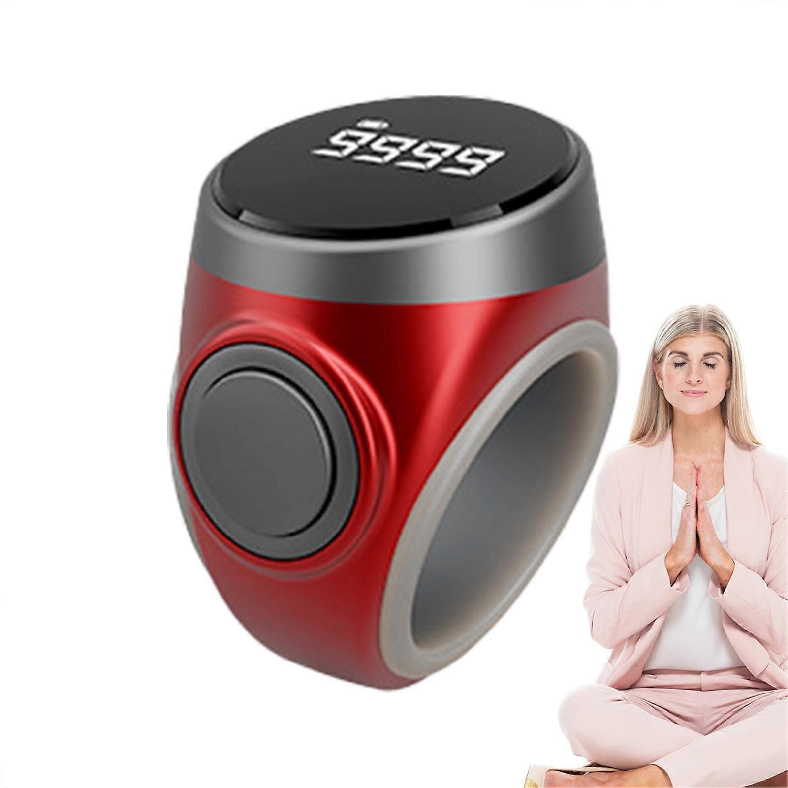 Ring Counter 4Digit Handheld Clicker, Pitch Counter, Portable Prayer Counting Aid For Meditation And Relaxation, Red