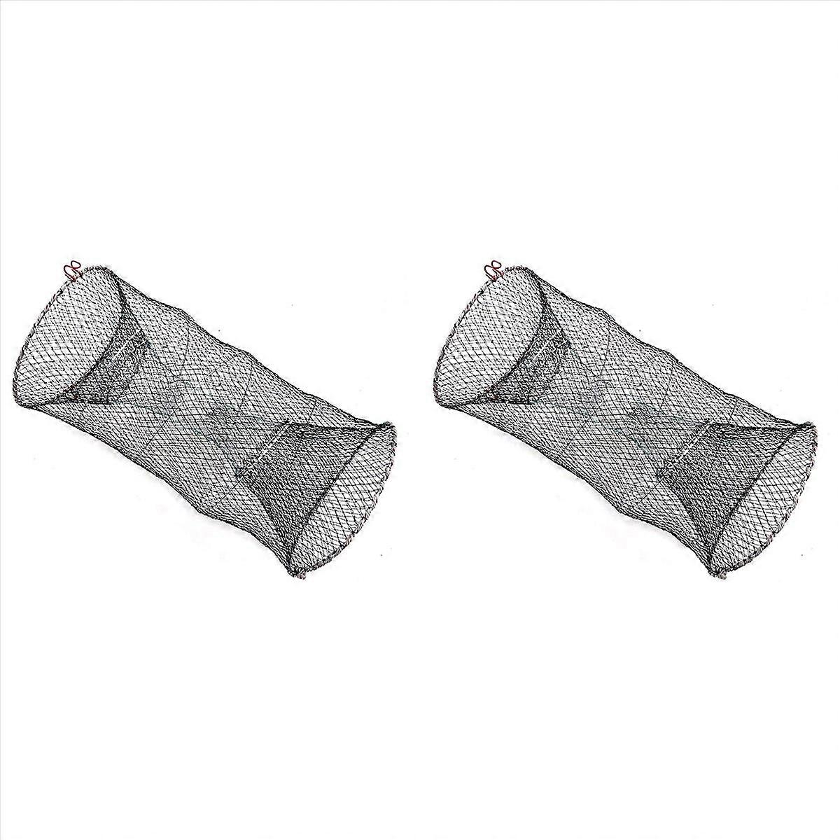 2X Fishing Bait Trap,Bait Crawfish Traps Spring Cage Portable Folded Cast Net Fishing Traps Net Fish