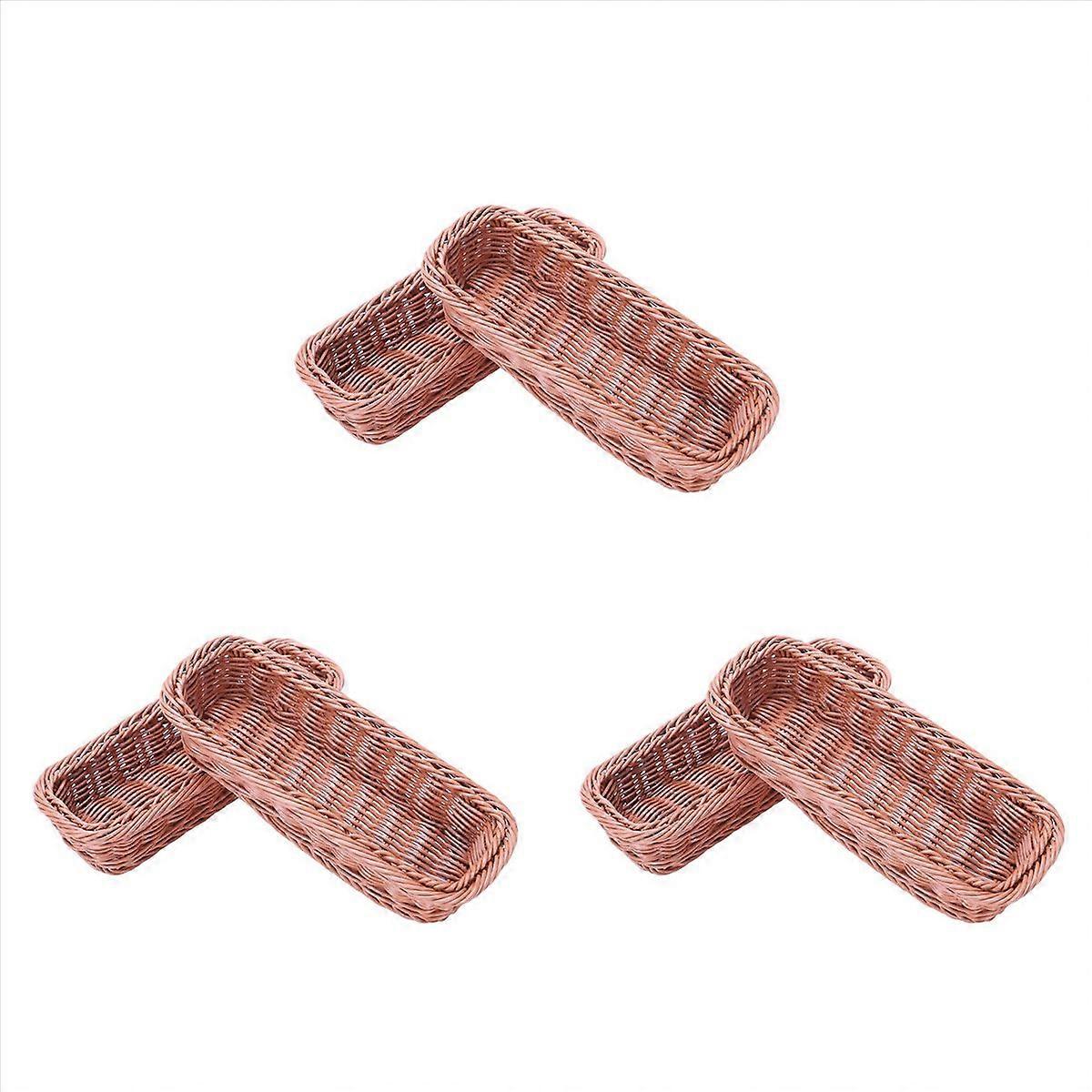 2pc Rattan Plastic Basket Cutlery Basket Rectangular Storage Box