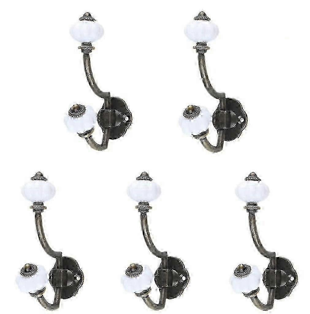Retro Ceramic Coat Hooks, Pack Of 5 Pal Hooks