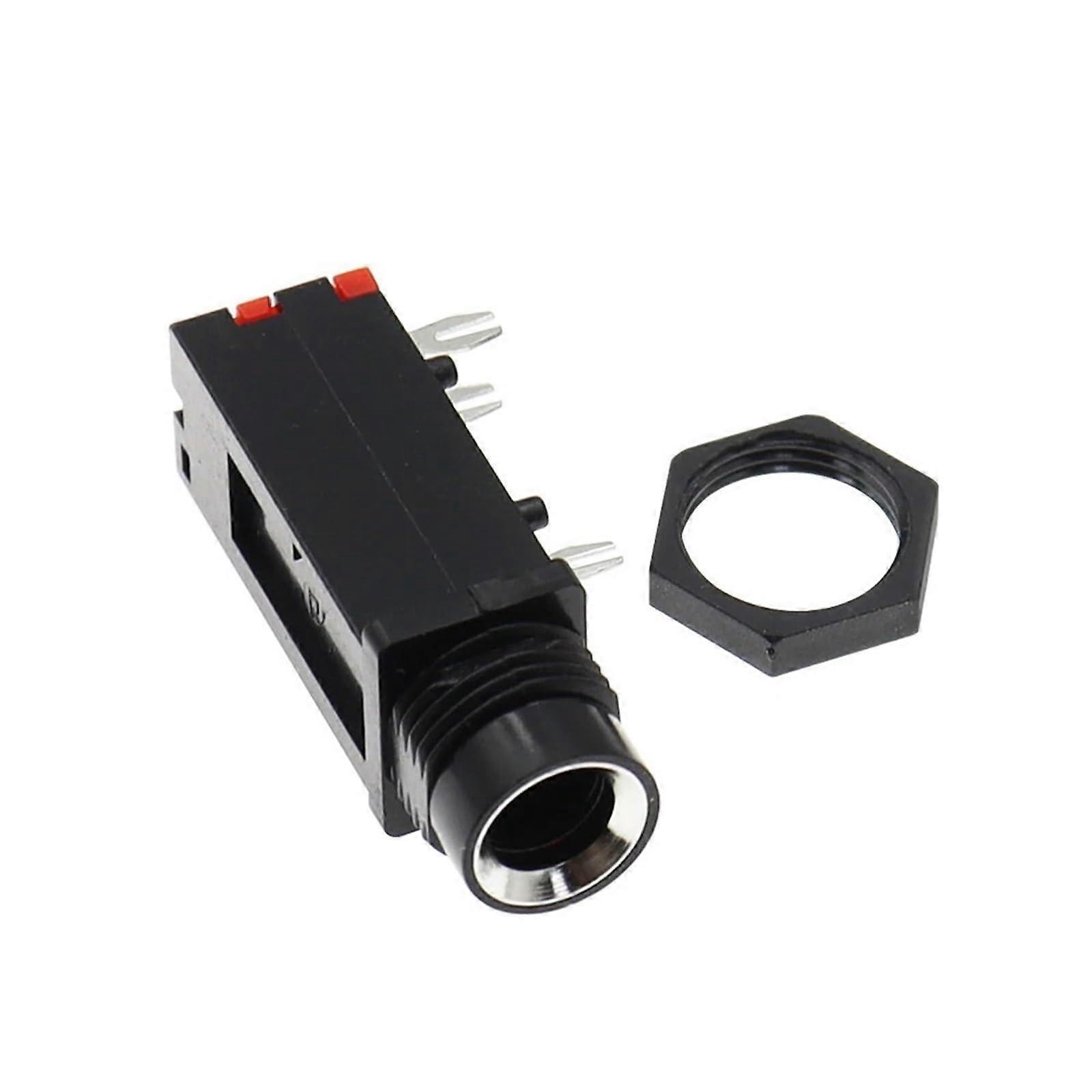 6.35mm Audio Jack 3Pin Stereo Socket For Microphone Welding Line 5Pcs Black Nut