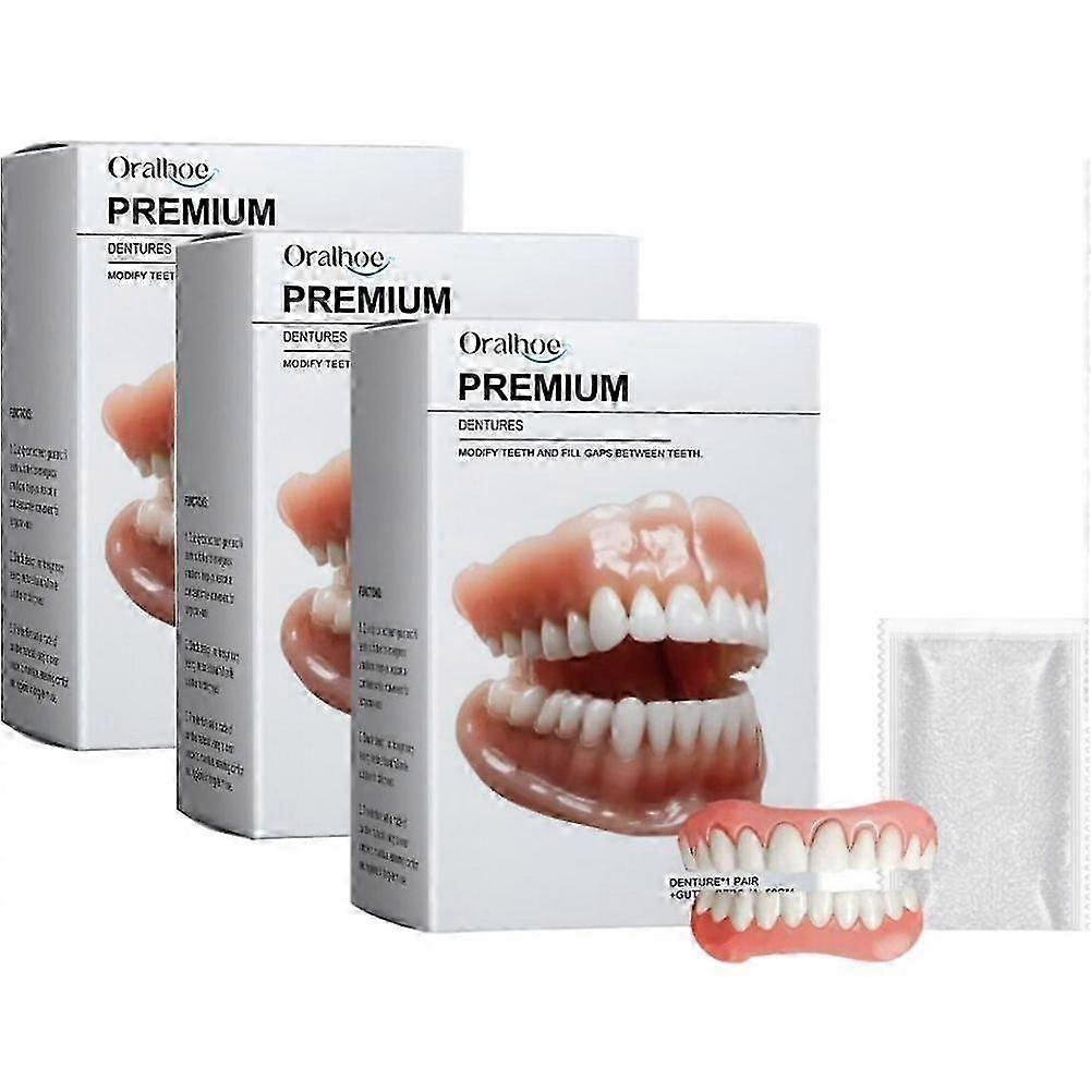 Premium Denture Set, Advanced Silicone Reline Denture Set Cosmetic Teeth Veneers for Perfect Smile