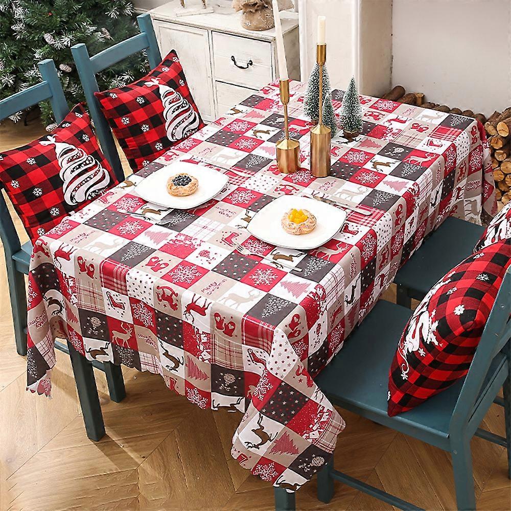 Christmas Rectangle Tablecloth Washable Dinner Table Cover Xmas Party