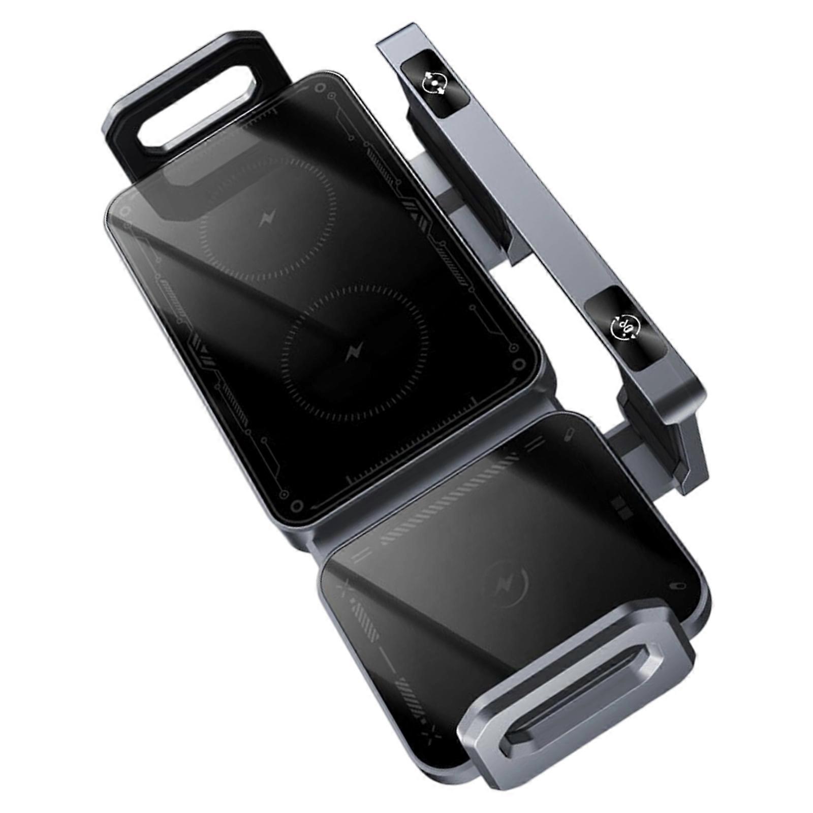 15W Fast Cooling Wireless Car Charging Mount Adjustable Phone Holder Auto Open/Close Stable Grip Rotating  grey