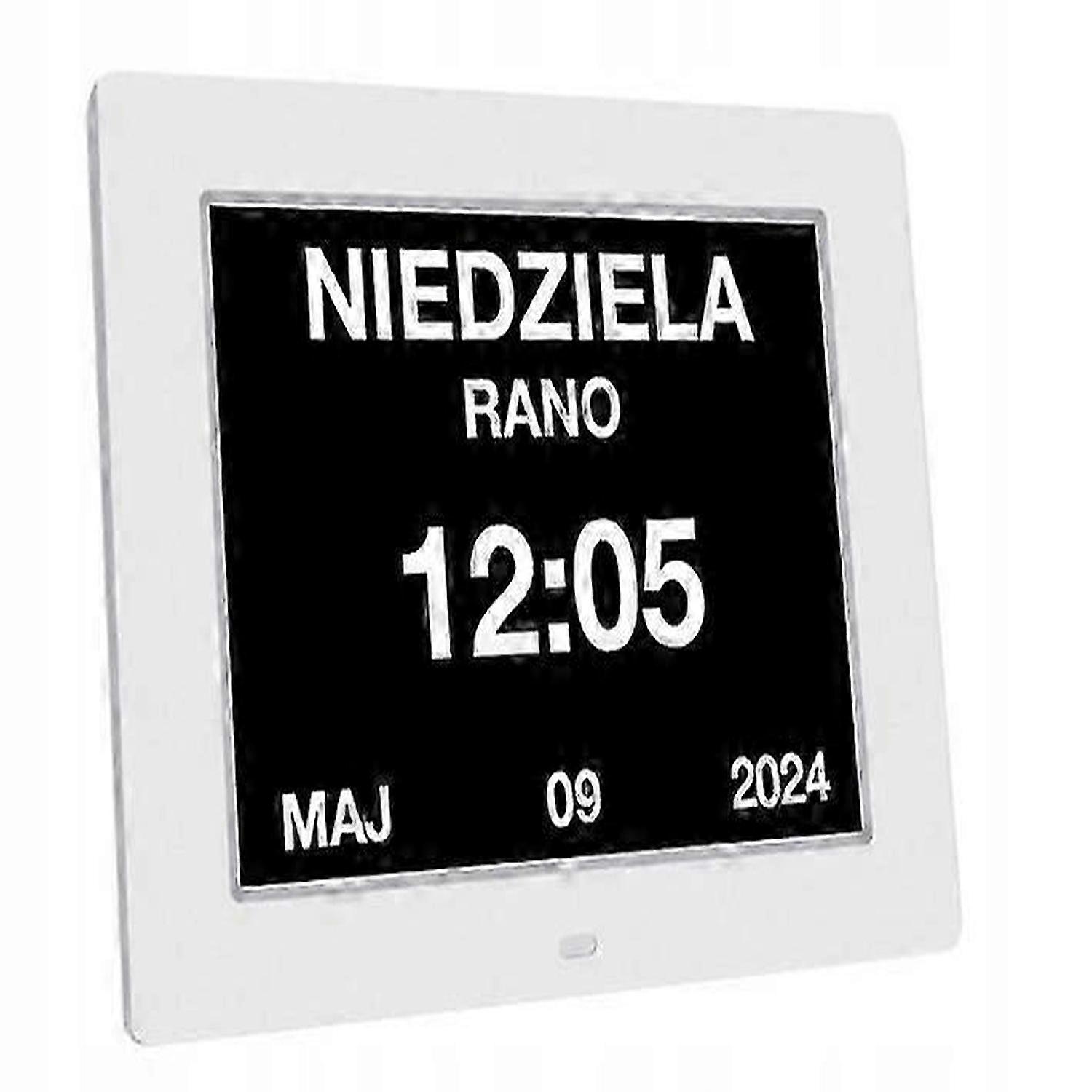 Digital Calendar Clock In Polish Electronic Alarm Clock Medicines 8 Languages
