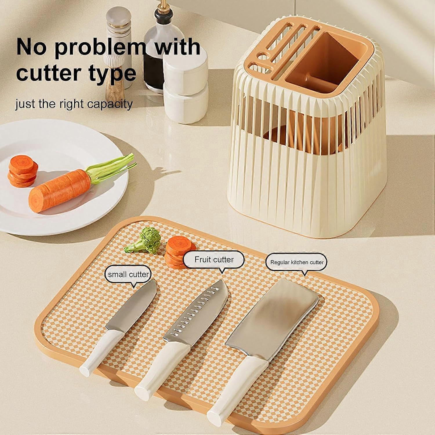 360 Degree Rotating Holder Kitchen Counter Storage Rack With Scissors Slot SpaceSaving Organizer