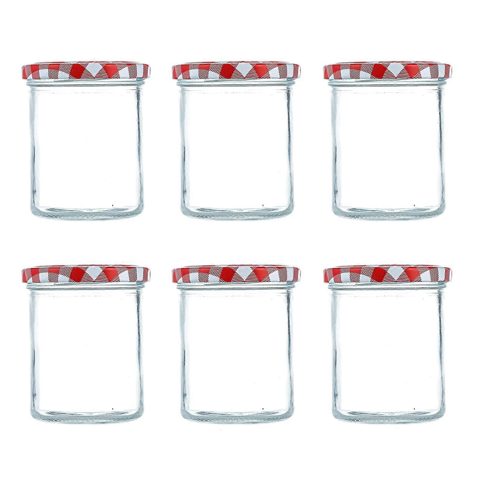 Round Glass Jam Jars 200ml Capacity, Set Of 6, For Preserves, Jelly And Herbs