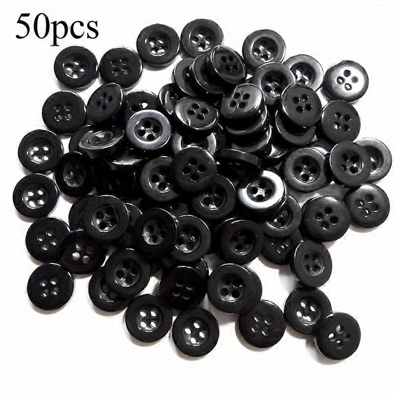 50pcs Black Four-eye Plastic Button Shirt Button DIY Accessories