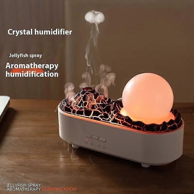 Volcano Humidifier Large Fog Desktop Crystal Air Humidifier  Essential Oil Diffuser Creative Ornament With Night Light for Home Bedroom Office Fragran