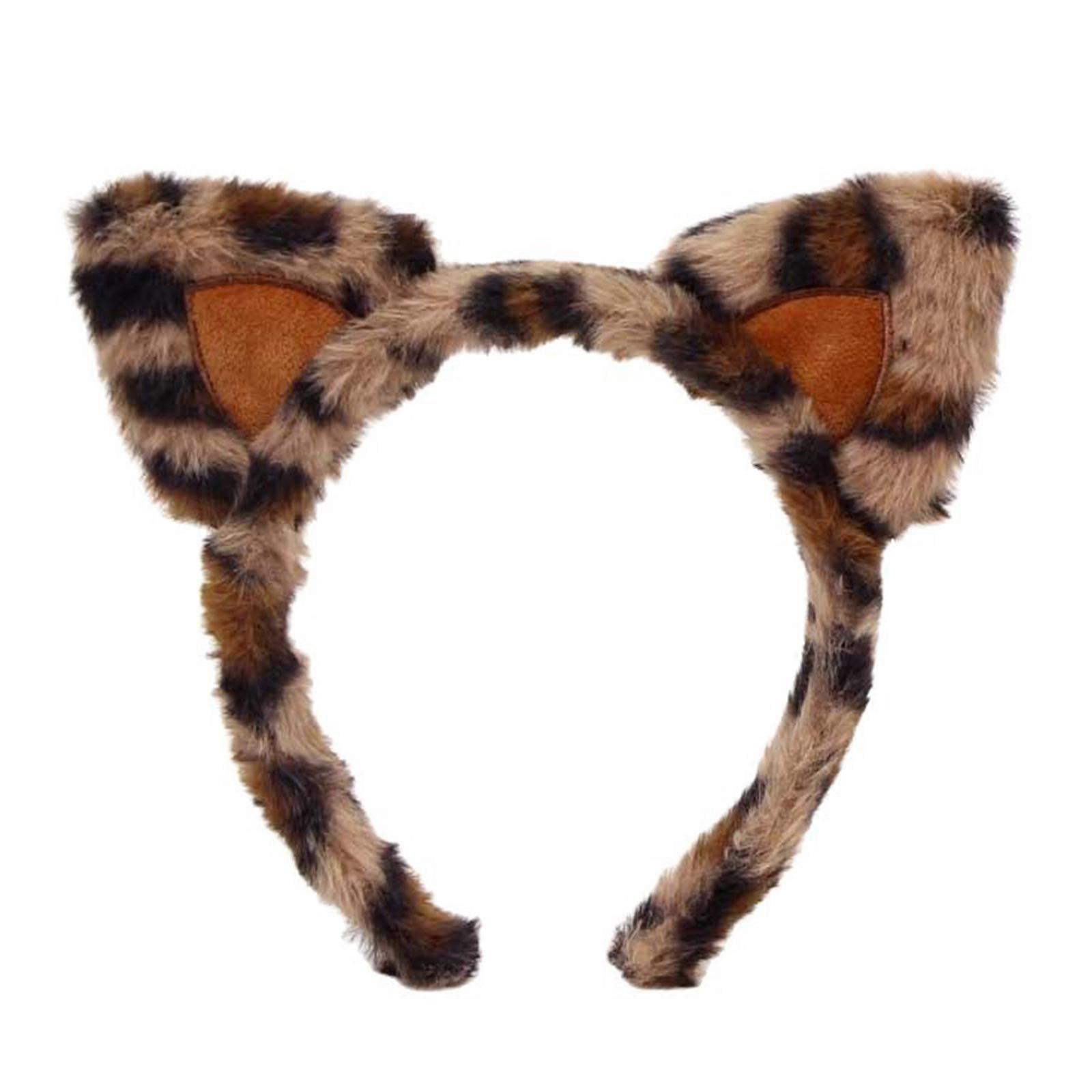 Cosy Plush Leopard Pattern Hairband With Elastic Inner Layer Nonslip Headpiece Props For Washing Face And Makeup Multicolor