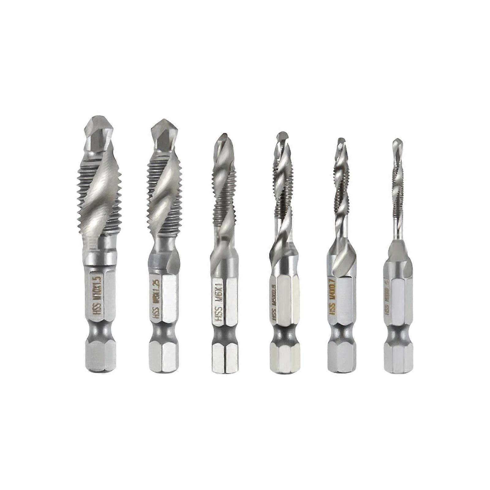 Screw Thread Tap Drill BIt 1/4 Hexagonal Drive Industrial Strength Threading Tool For Precisions Machining  silver