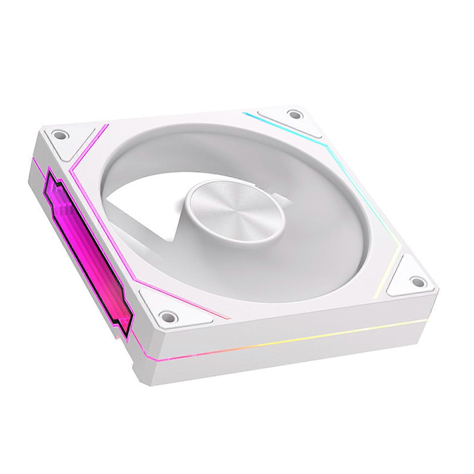 Computer Fan With Multilayer Mirror Lighting Reflective ARGB Synchronized 12CM Computer Cooling Fan Quiet  White