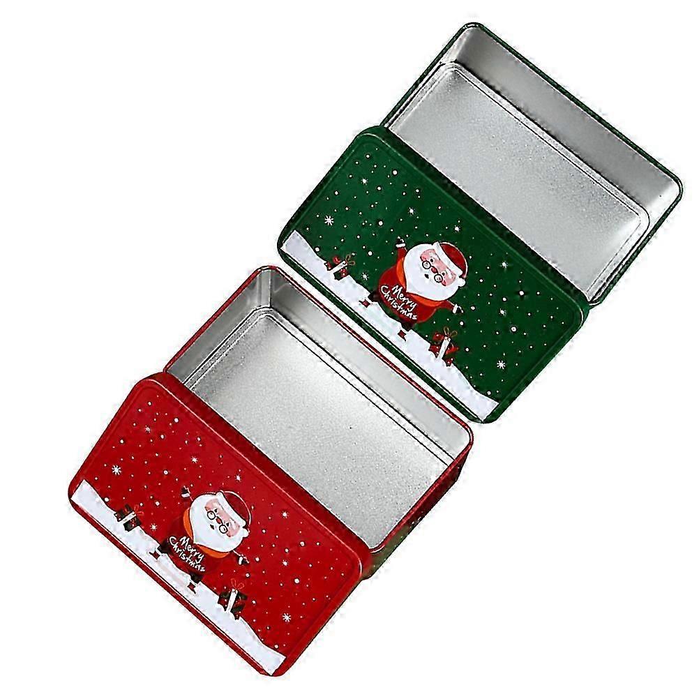 2Pcs Christmas Cookie Tins Rectangular Gift Giving Storage Containers For Events Durable Metal Design