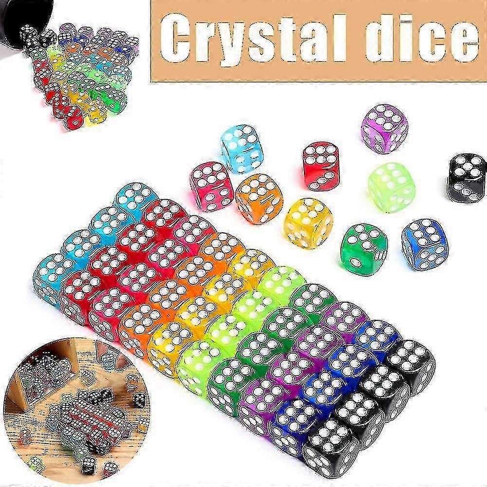 50 قطعة نرد ملون ، نرد من 6 جوانب لألعاب الطاولة ، نرد سائب لتعلم الرياضيات ، نرد للفصل الدراسي