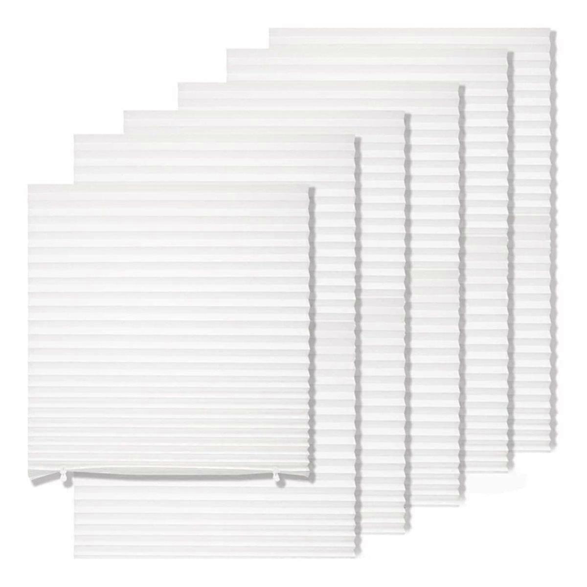 Easy Install Temporary Blackout Paper Shades, 6 Pack Pleated Blinds with Adhesive, No Tools Required