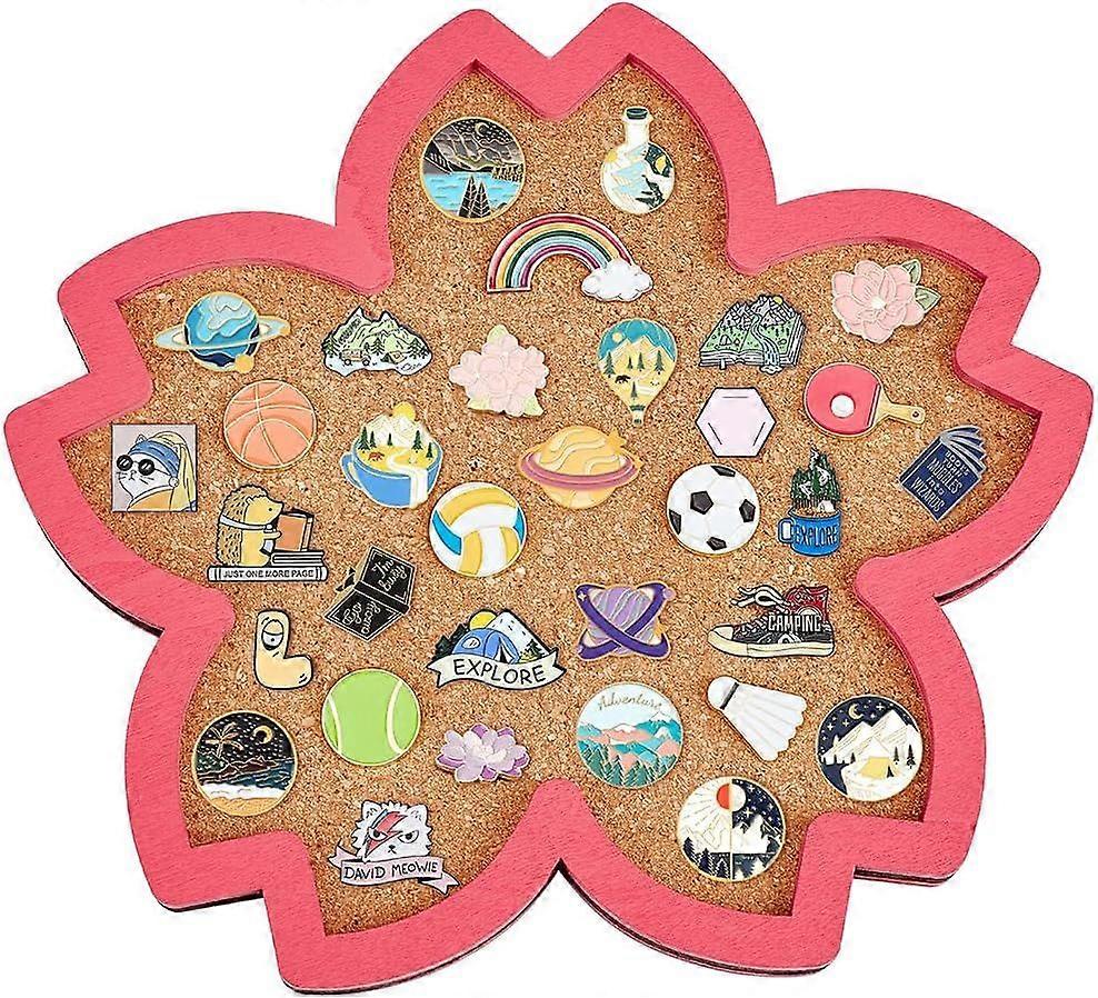 Sakura Pin Cork Board 8.3x7.5Inch Wall Mounted Corkboard with Pink Frame Bulletin Display Board for Brooch Pin Storage Display Office Home Decor