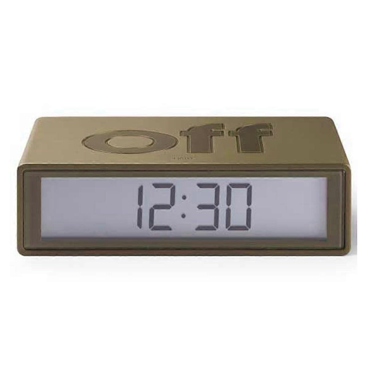Lexon LR130 Flip Alarm Clock Wake Up LCD On Off Light Design Award Bronze