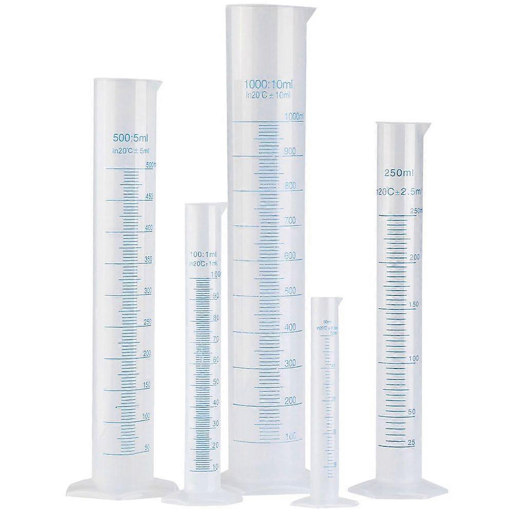 5pcs Plastic Cylinders Professional Measuring Cylinders Test Scale Tubes