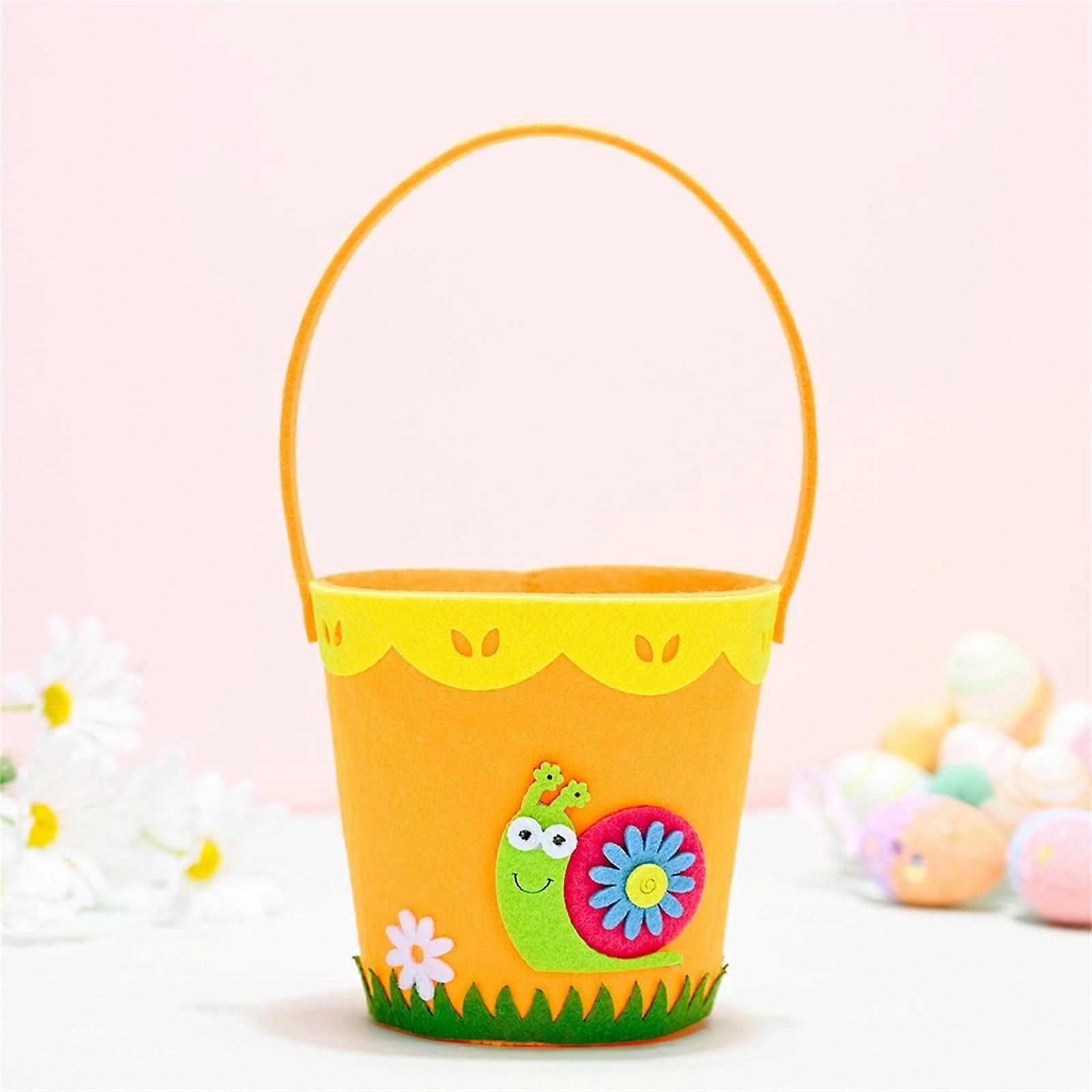 Kiplyki Easter Decorations Easter Round Portable Non-woven Bucket Easter Decorations