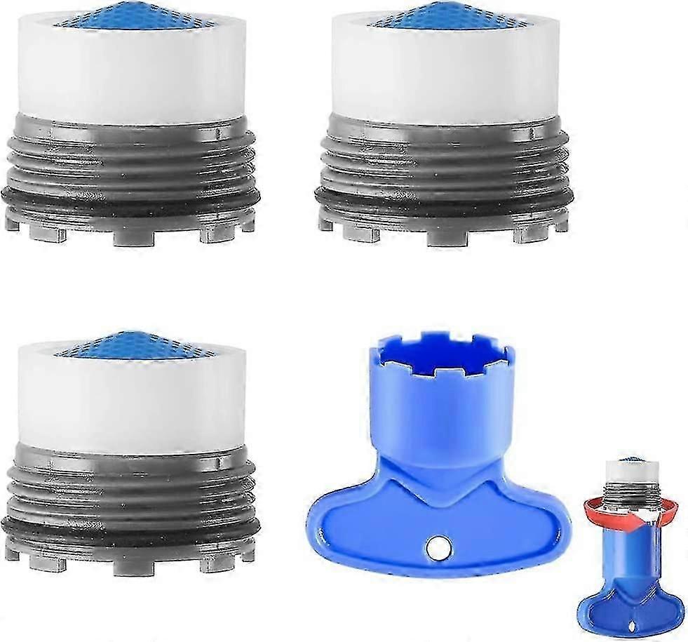 Faucet Aerator M18,5,3 Pcs External Thread Kitchen Faucet Nozzle Insert, Water Saver For Faucet With 1 Faucet Wrench, Blue