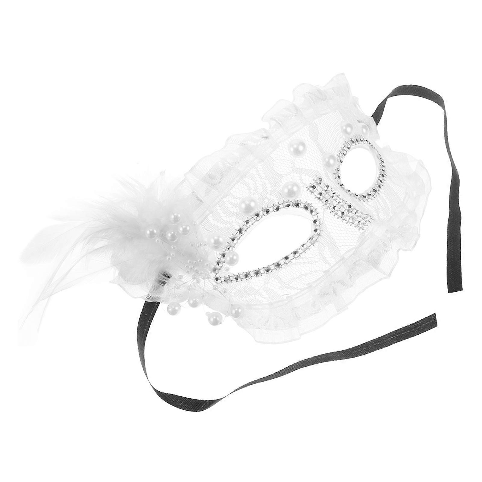 Princess Mask White Half Face for Masquerade Balls