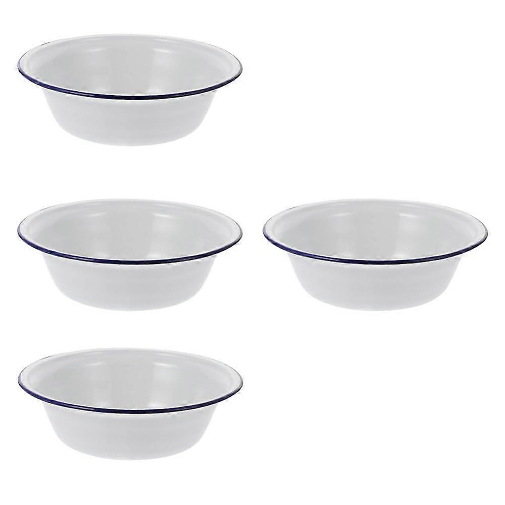Vintage Enamel Bowls Set of 4, Durable Round Soup and Salad Bowls for Camping, Home, 20cm