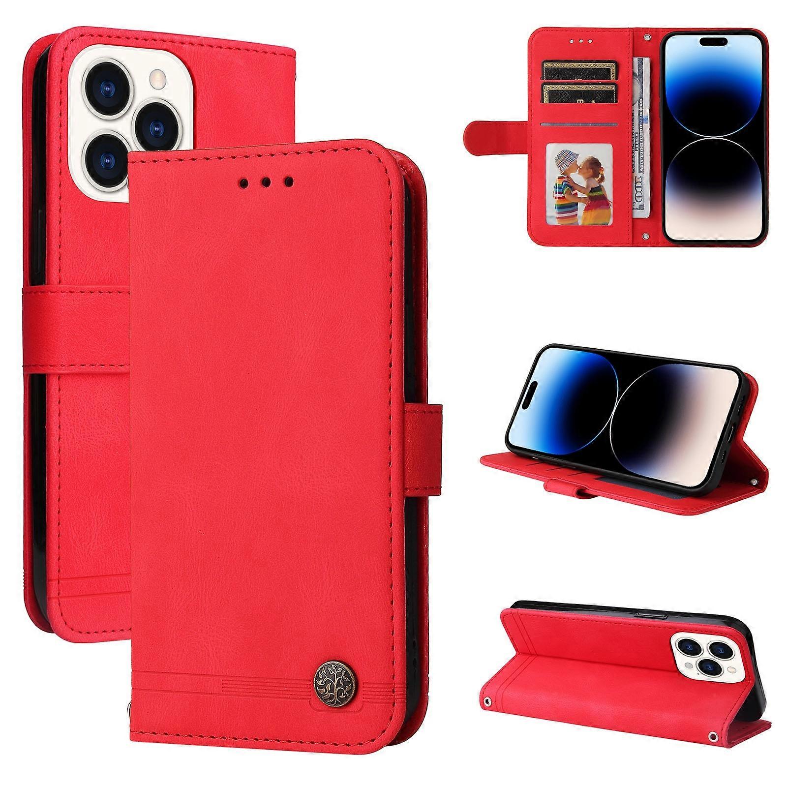 For iPhone 14 Pro Max Skin Feel Life Tree Leather Case