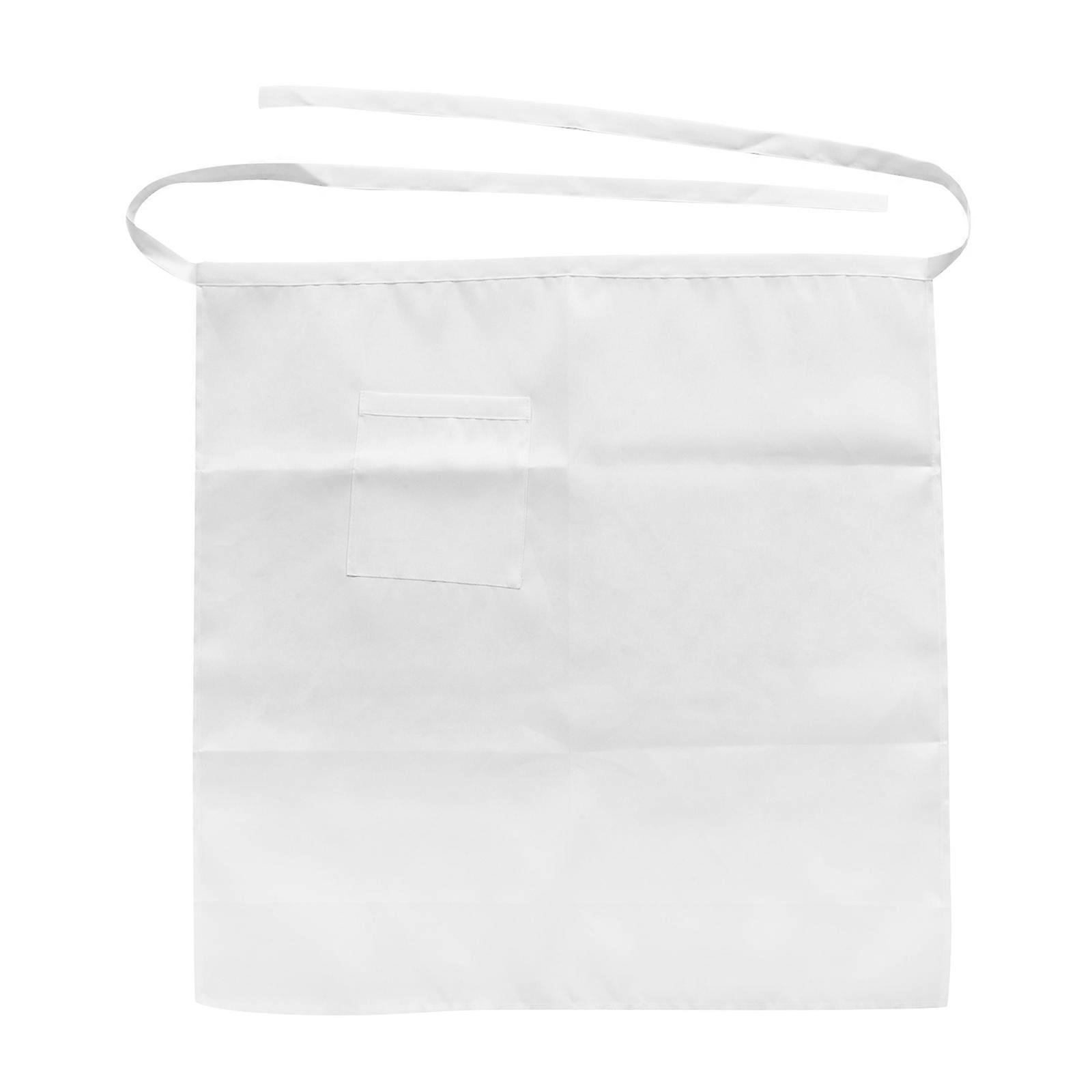 Half Bistro Apron for Restaurant and Kitchen Use in White Polyester with Protective Coverage 1Pack