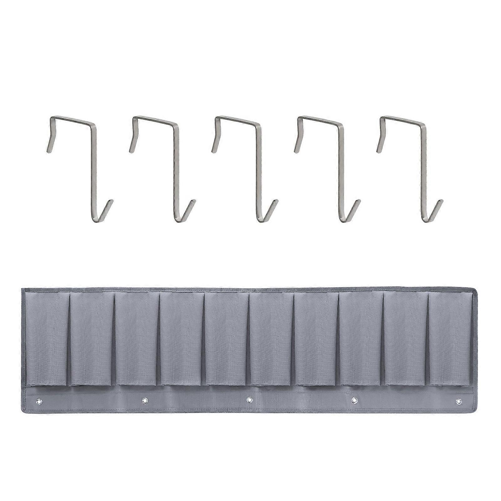 Durable Bedside Organizers Case Storage Pouch with 10 Pockets and Hooks Easy Install & Clean Garden Cart Tool Otganiser  grey