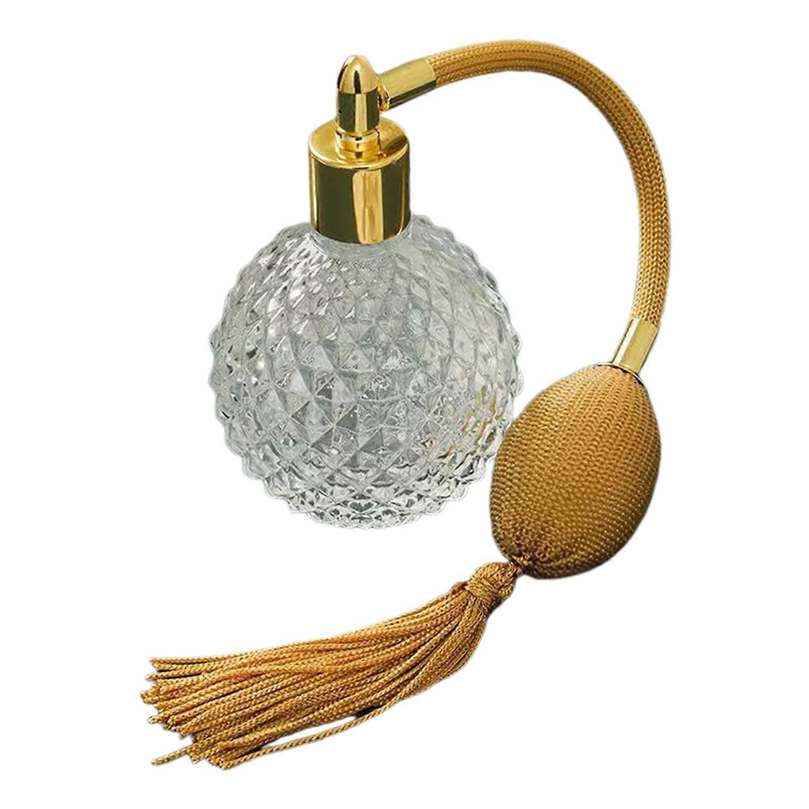 100ml Pineapple Shaped Glass Perfume Spray Bottle with Fine Mist Refillable Clear Gold Atomizer