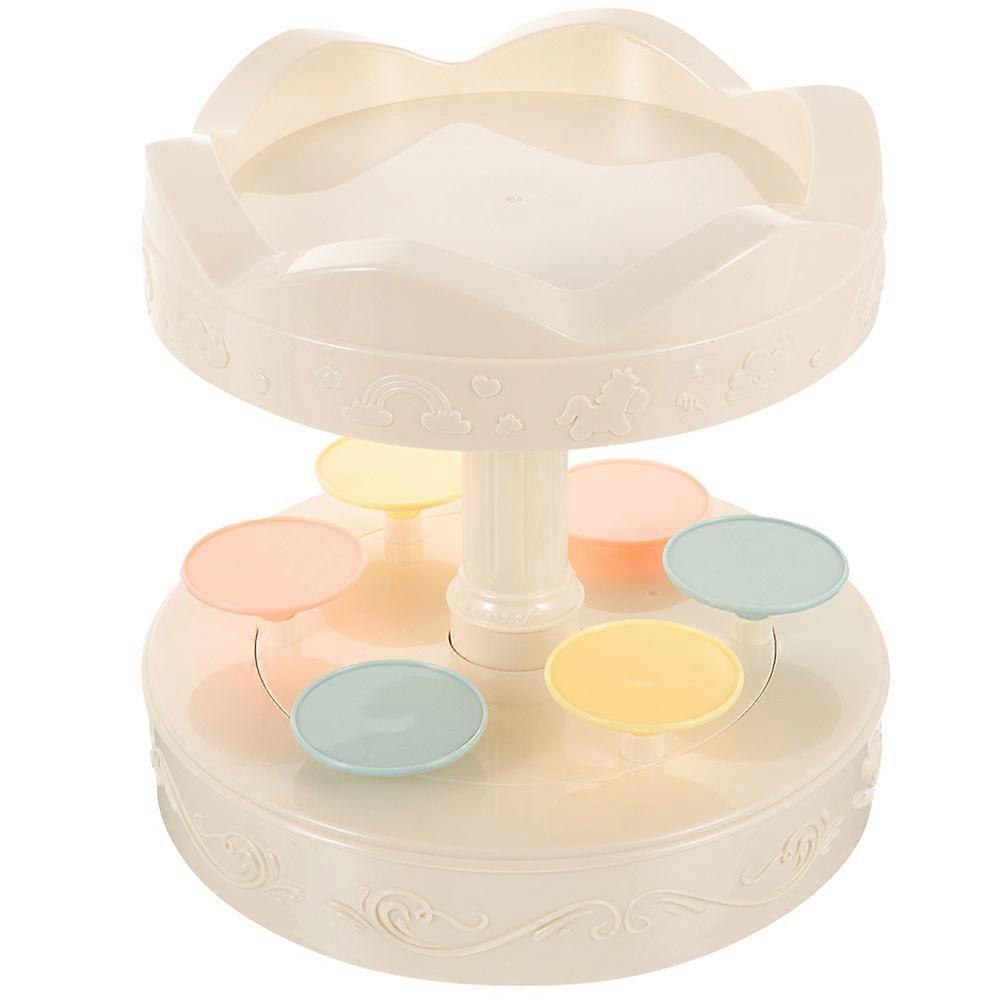 Automatic Rotating Display Holder for Home Beige Cake Stand 7.8 Inches