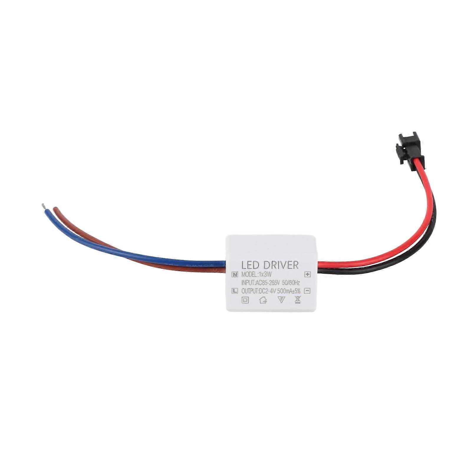500mA LED Driver 1x3W Constant Current Power Supply AC95265V Stable Compact Design for DIY Lighting