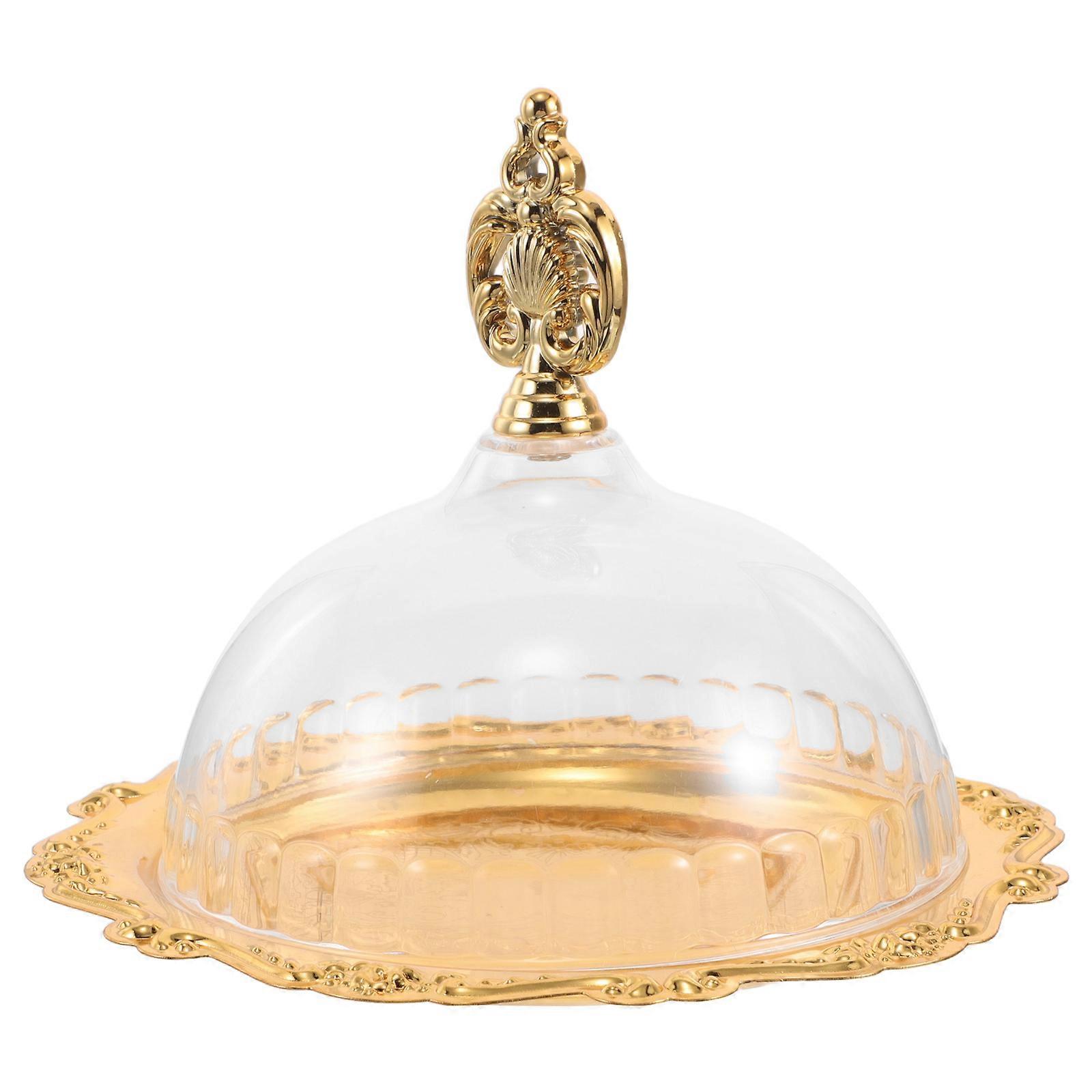 Cake Holder Iron Cake Display Tray with Protective Dome