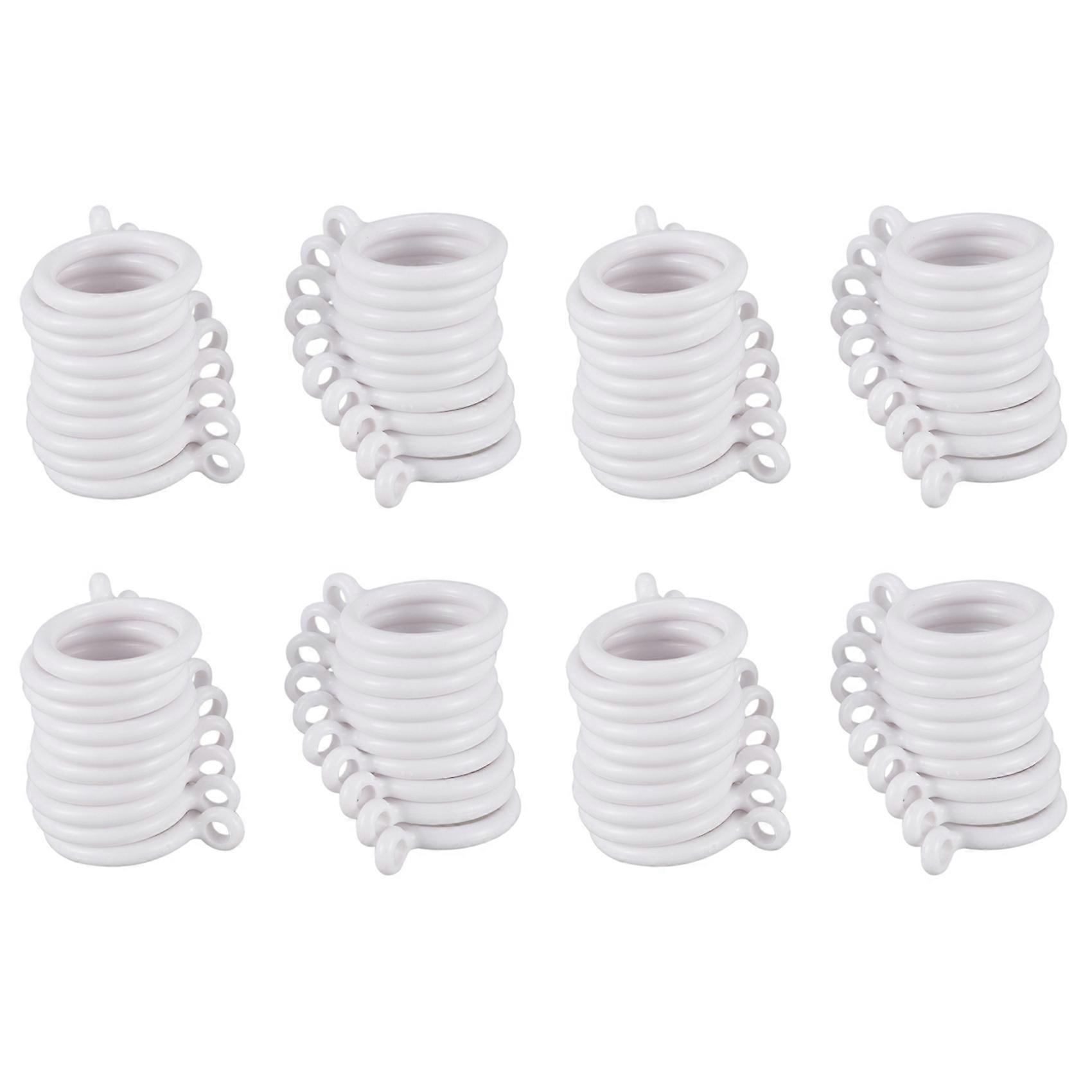 80X White 25mm Inner Plastic Curtain Rings
