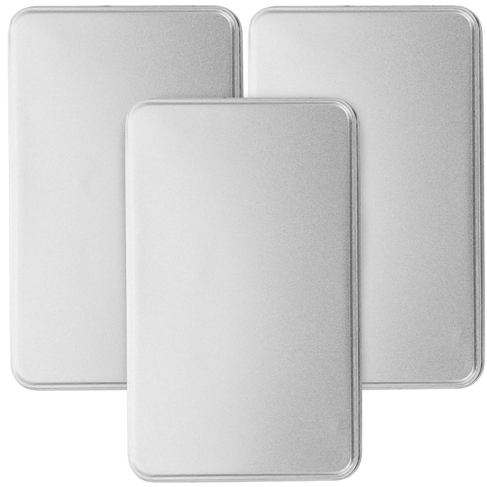 Silver Tinplate Box with Lid Small Tin for Storage Use 6Pcs Rectangle