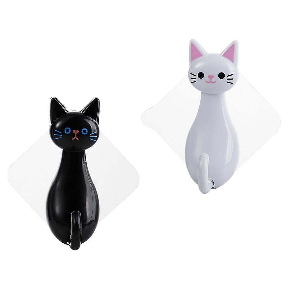 Cartoon Cat Hooks Home Wall Hooks for Organizing 2Pcs Assorted Color
