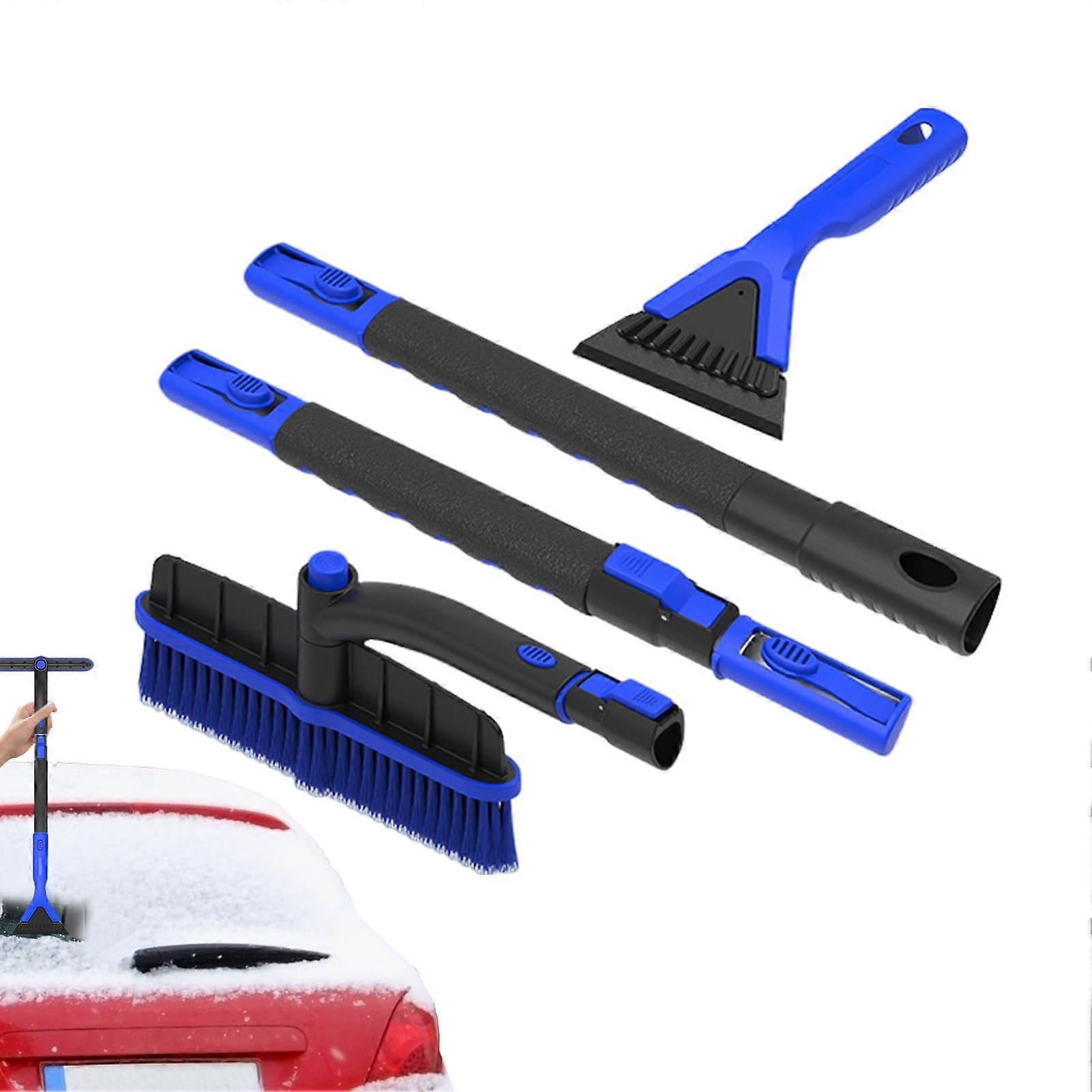 Car Snow Brush with Ice Scraper, Telescopic Rotating Head, NonSlip Handle for Cars SUVs Trucks