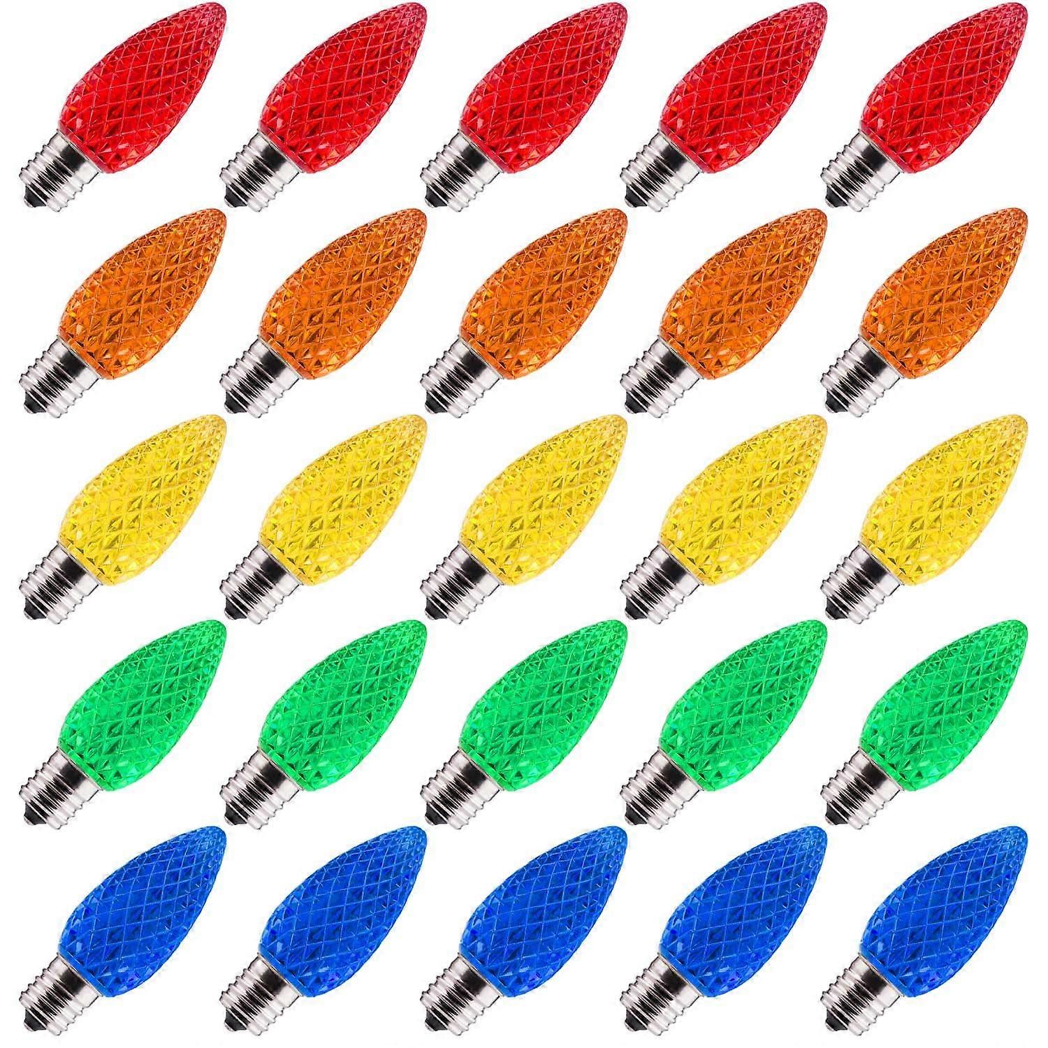 100 Pack C9 LED Christmas Light Bulbs, Multicolor Shatterproof Dimmable E17 Base, Energy Saving